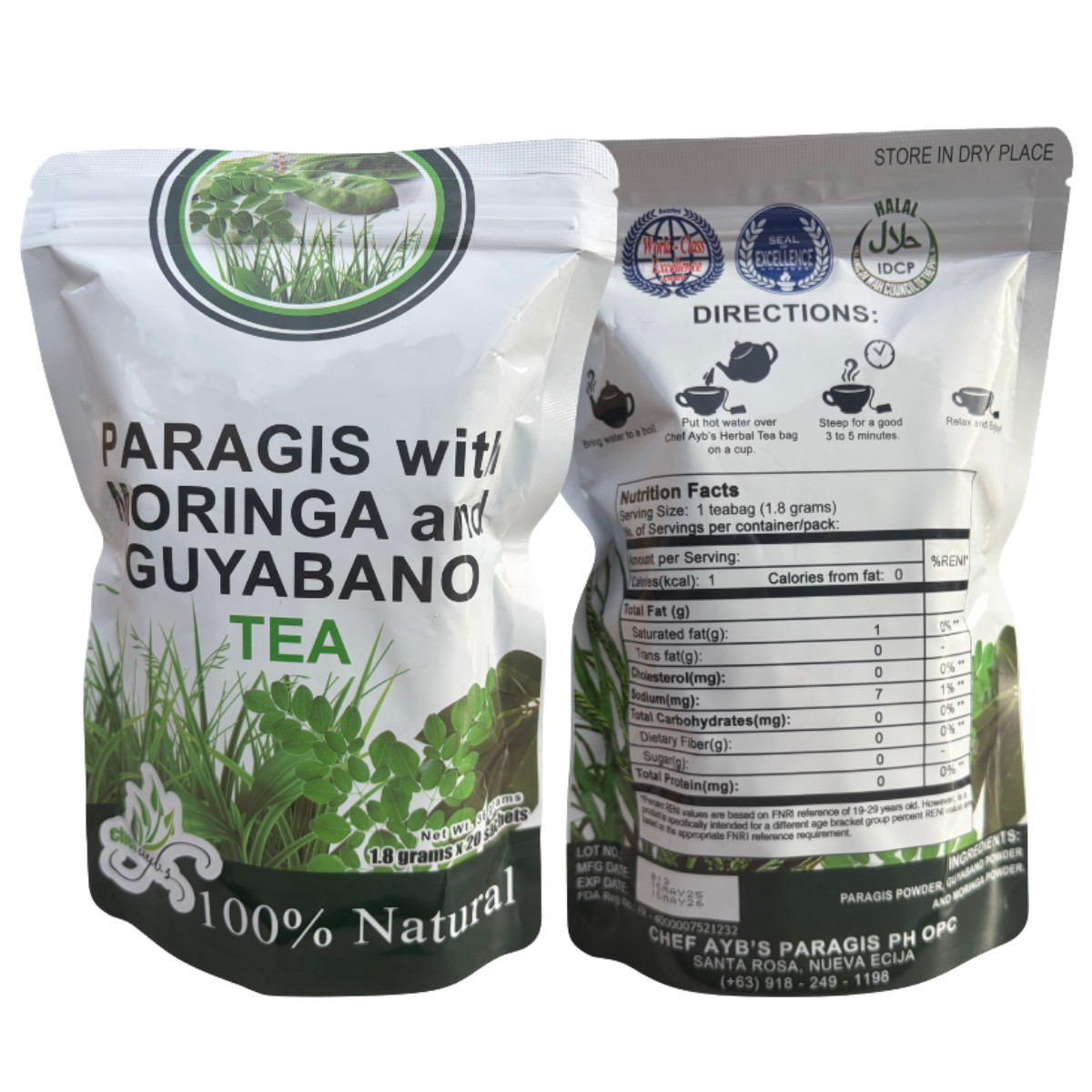 Paragis Moringa Guyabano Herbal Tea 20 Bags – Caffeine-Free Botanical Blend