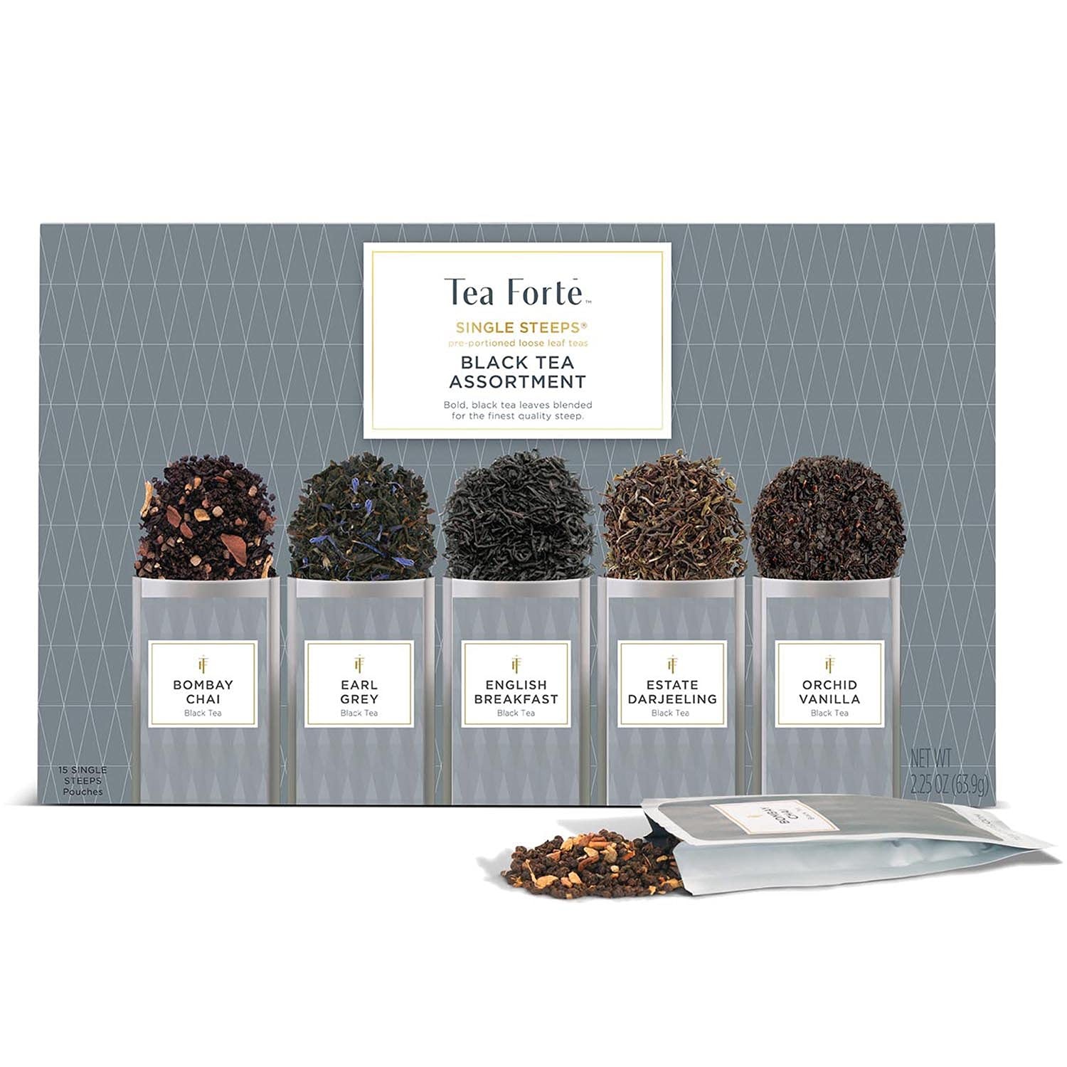 15 PCS Single Steeps Loose Leaf Tea Sampler Assorted Variety Box Black Tea
