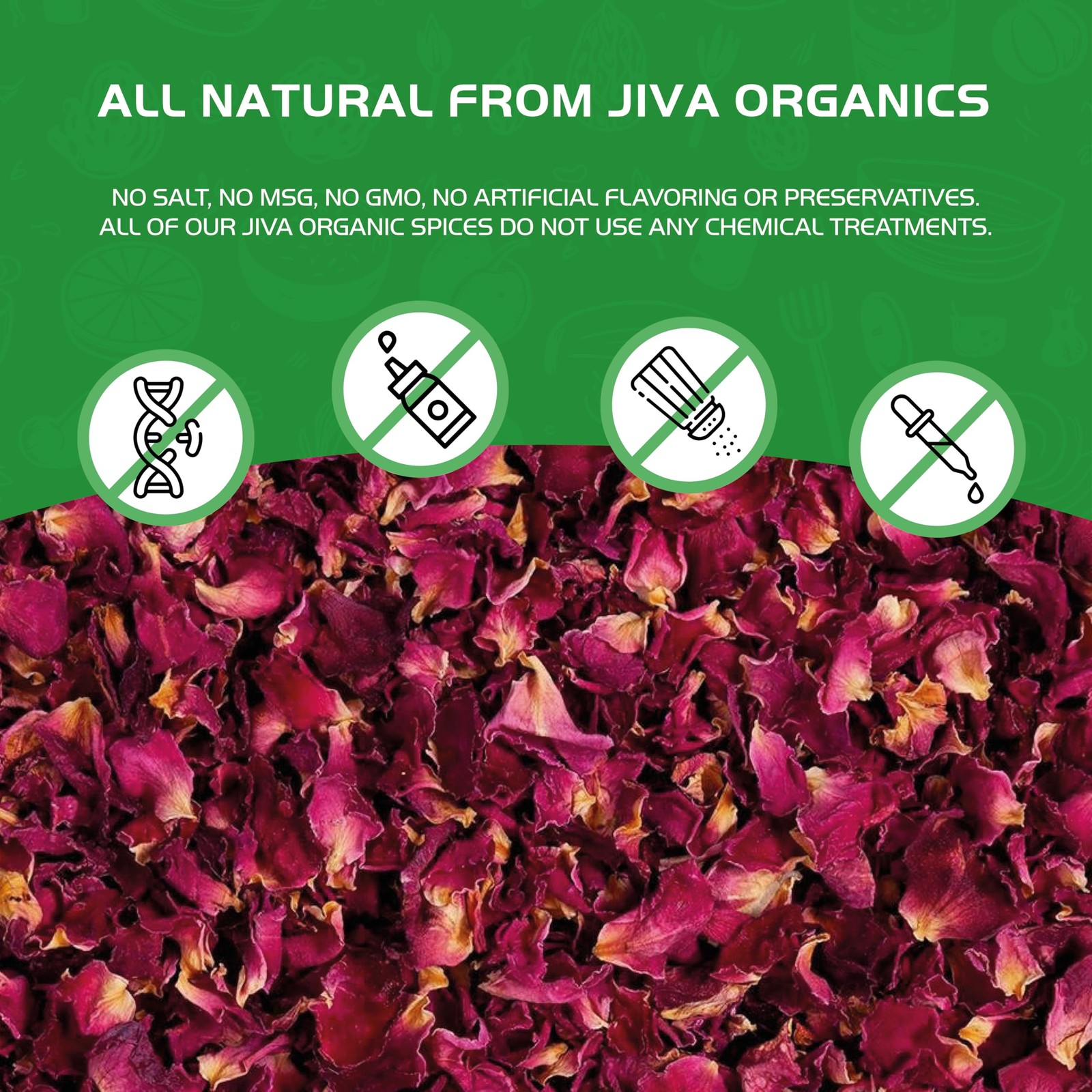 Jiva USDA Organic Dried Red Rose Petals 6 Oz (170g) Large Bag – Food Grade