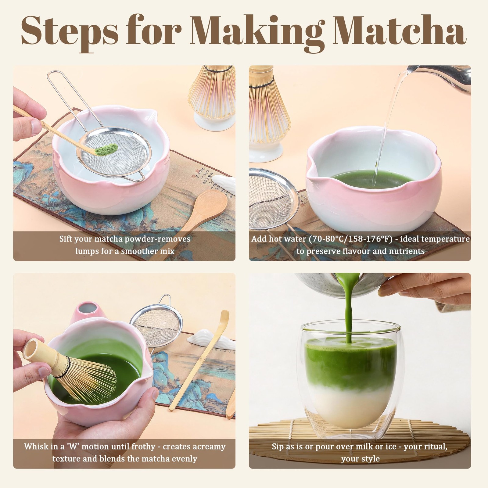 9 Pcs Matcha Set,Matcha Whisk Set,Matcha Kit,Complete Matcha Kit with Matcha …