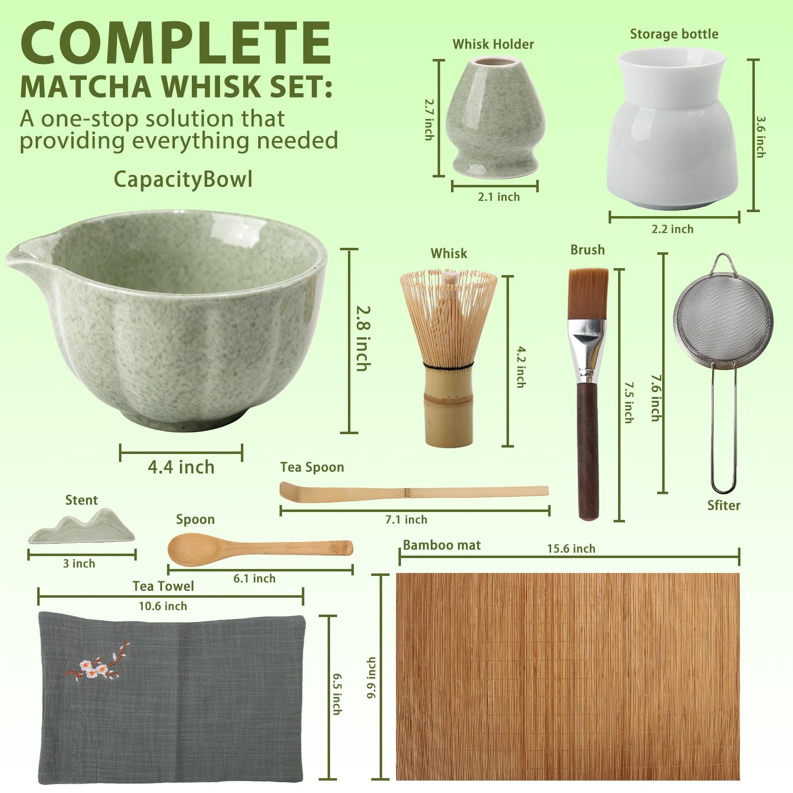 12 Pcs Matcha Whisk Set, Matcha Kit for Ceremony, Matcha Bowl with Spout, Per…