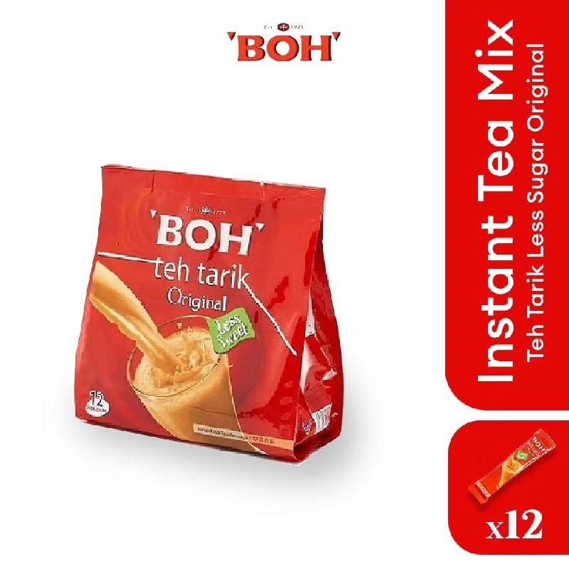 BOH Plantation TEH TARIK Kurang Manis Less Sweet 12 Packet 27g each Malaysia Tea