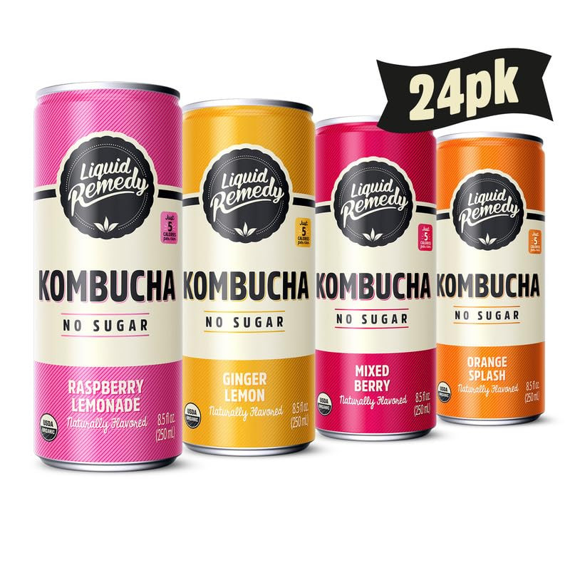 Liquid Kombucha Sugar Free Organic Drink, Low Calorie, Probiotic like Tea for G