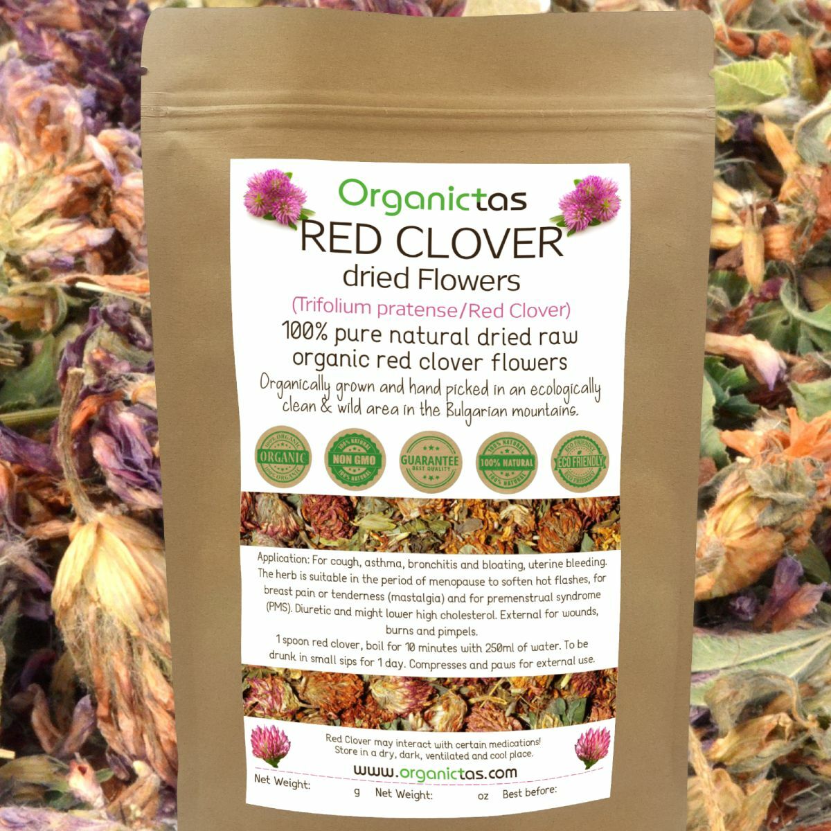 RED CLOVER Herbal Flower Tea (Trifolium Pratense) Premium Quality Organic 100 g