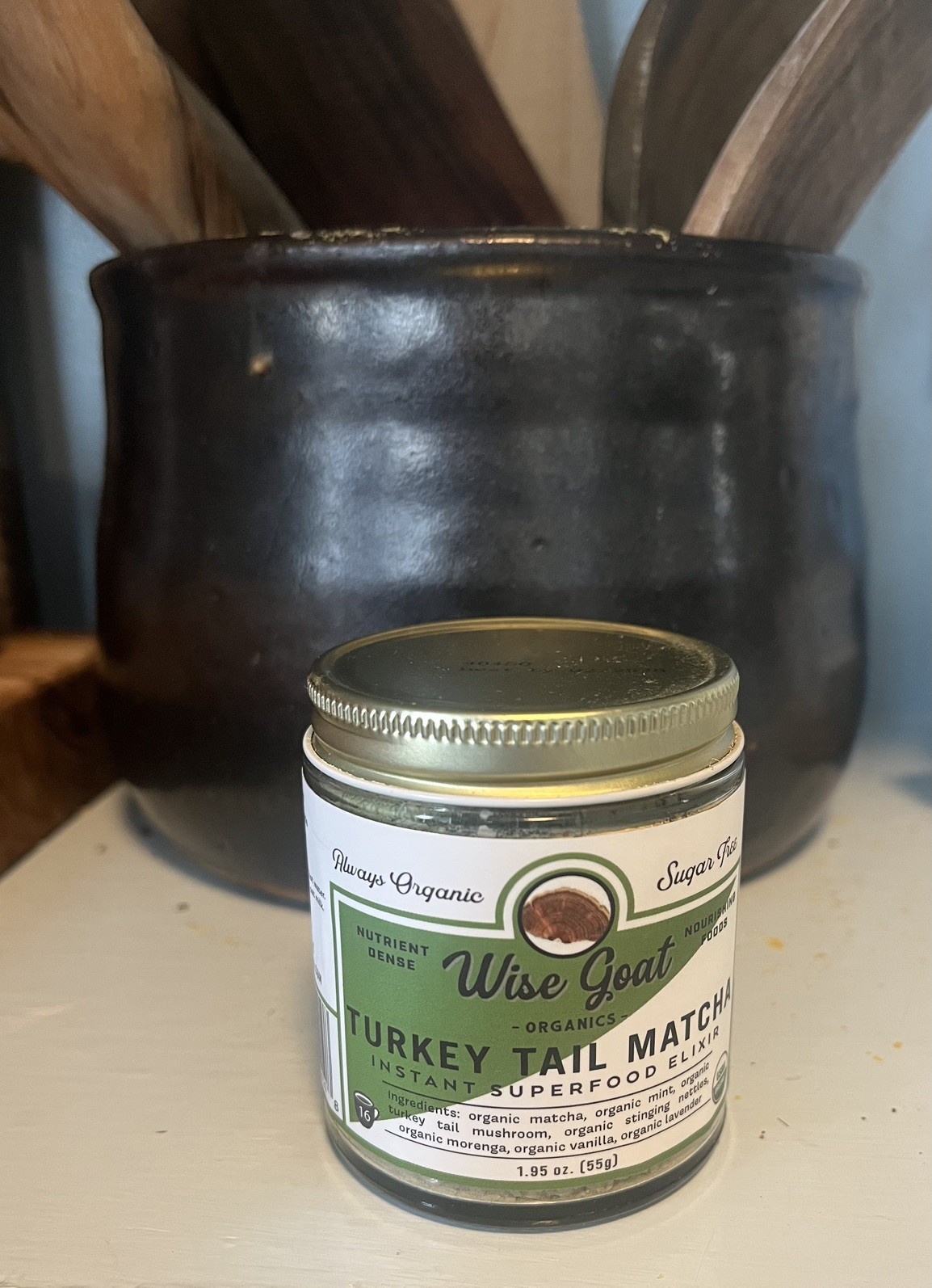 WISE GOAT Turkey Tail Matcha Superfood Organics Sugar Free 1.95oz (55g)