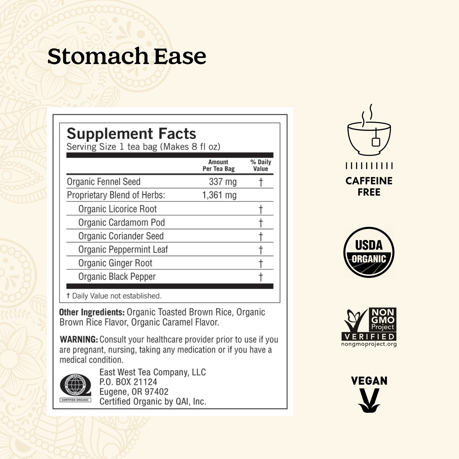 Yogi Tea – Stomach Ease (4 Pack) Caffeine Free – 64 Organic Herbal Tea Bags
