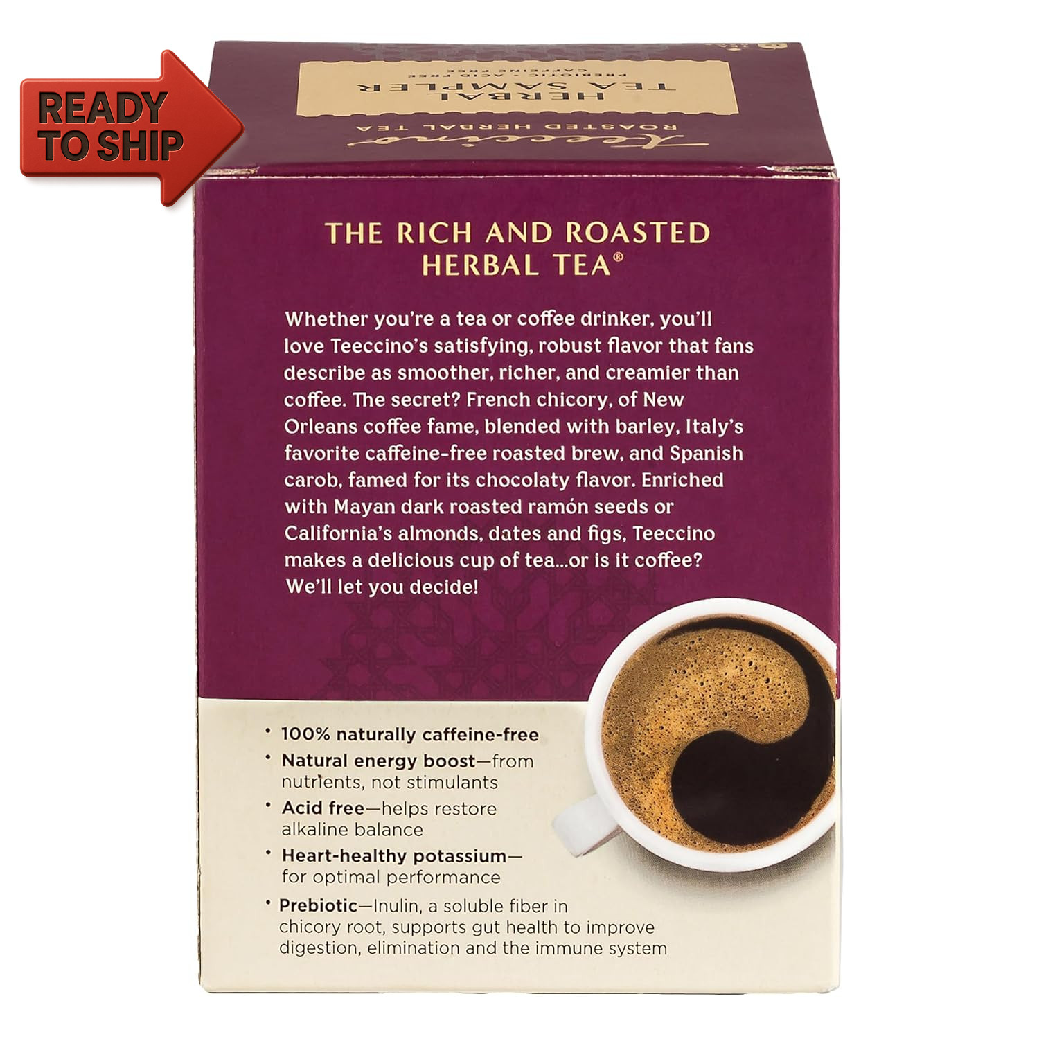 Teeccino Herbal Tea Sampler Assortment – 12 Tea Bags – Maca Chocolaté, French Ro