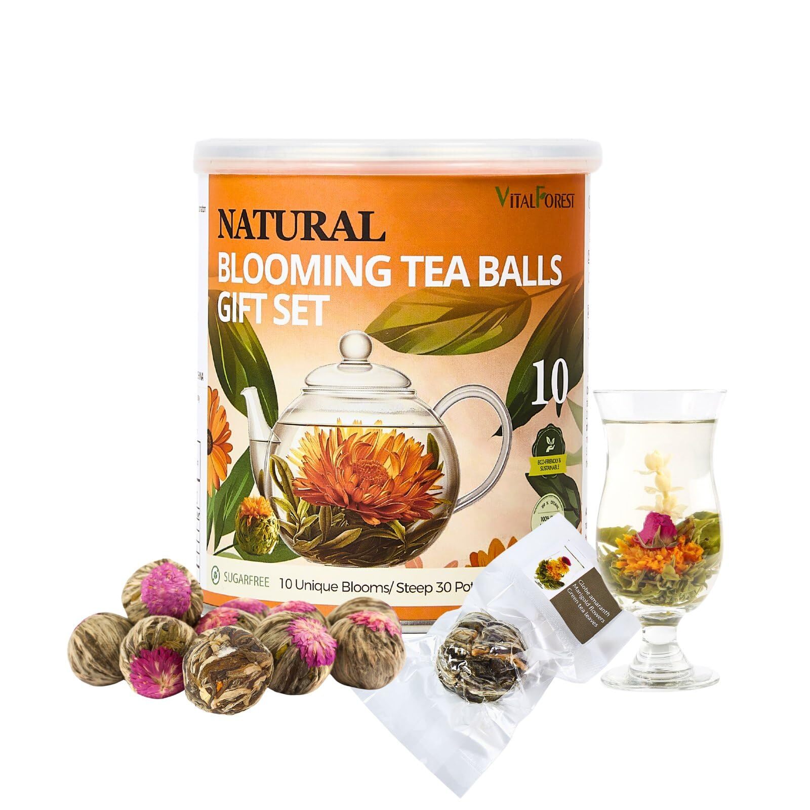 Blooming Tea Gift Set 10 Unique Varieties Flowering Tea Balls VitalForest Ind…