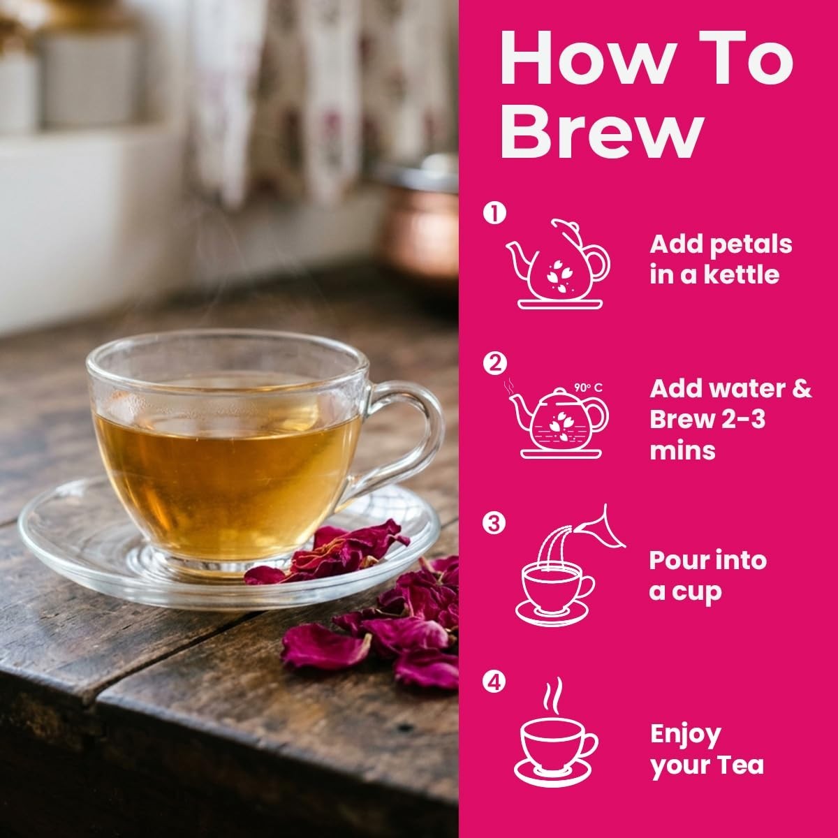 Relaxing Rose Tea – 0.88 Oz Loose Leaves | Vitamin C Rich & Sustainable Farming