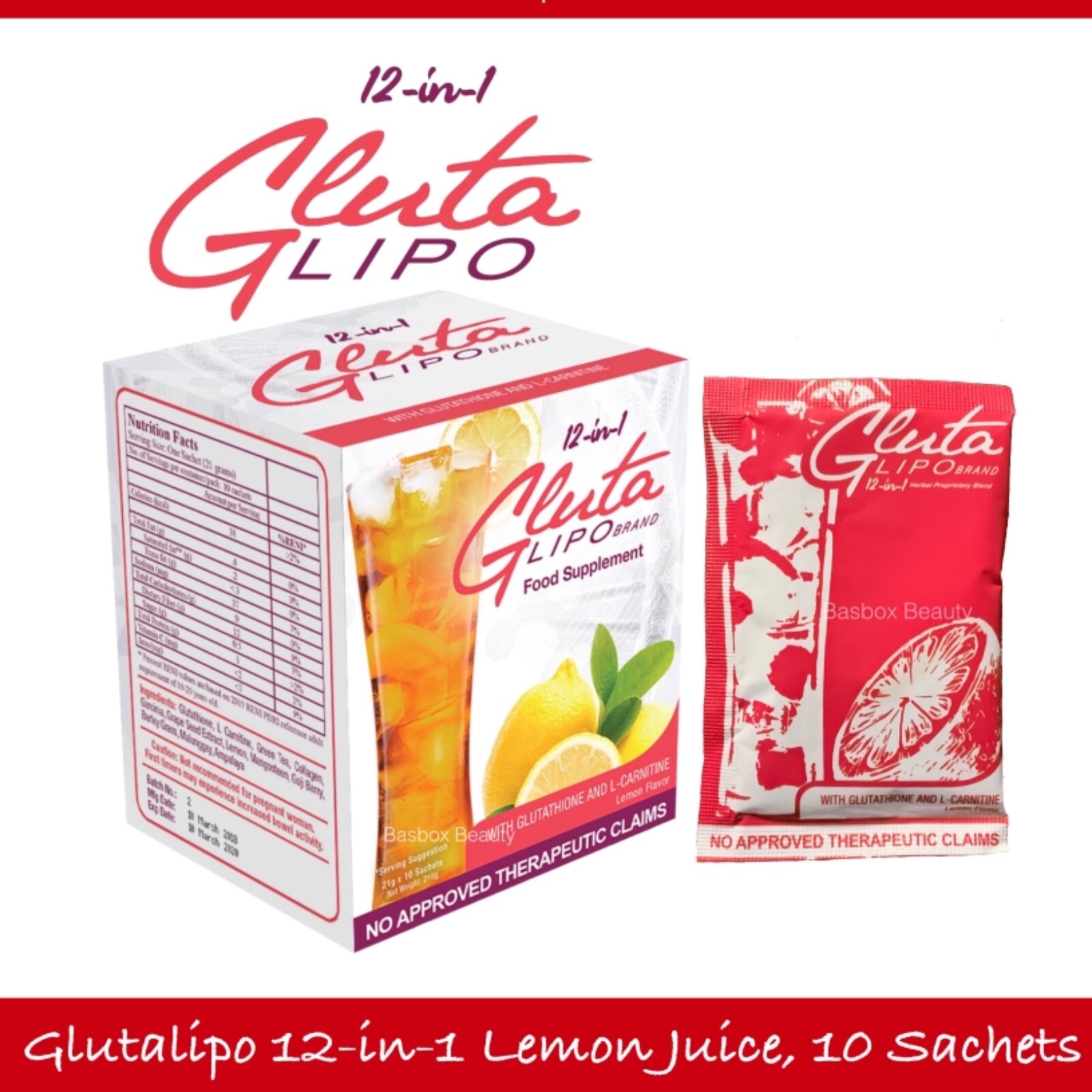 Glutalipo 12-in-1 Juice Lemon Flavor, 1 Box, 10 Sachets – US Franchisee