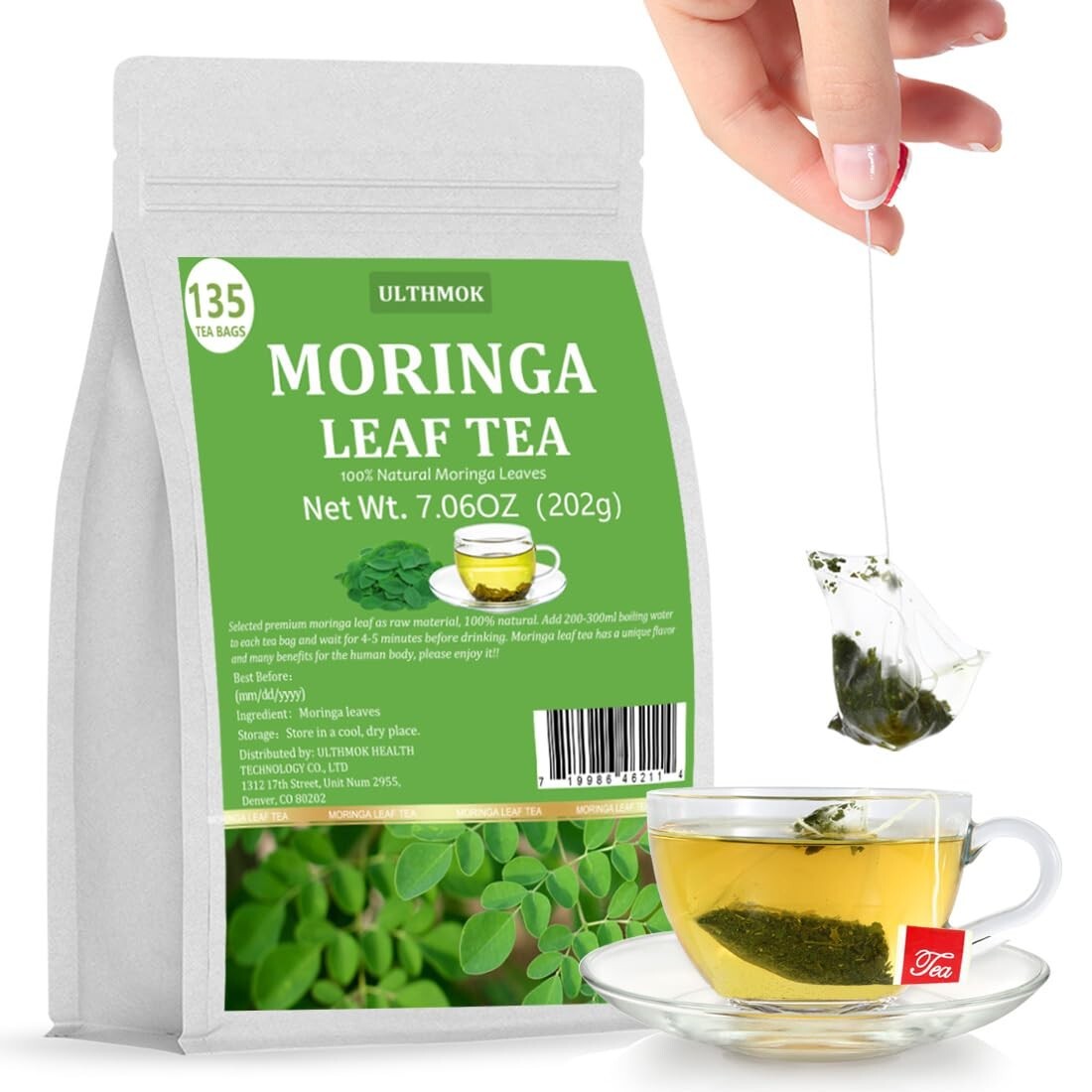 Premium Moringa Tea – 135 Bags, 100% Pure Leaves, Natural & Additive-Free