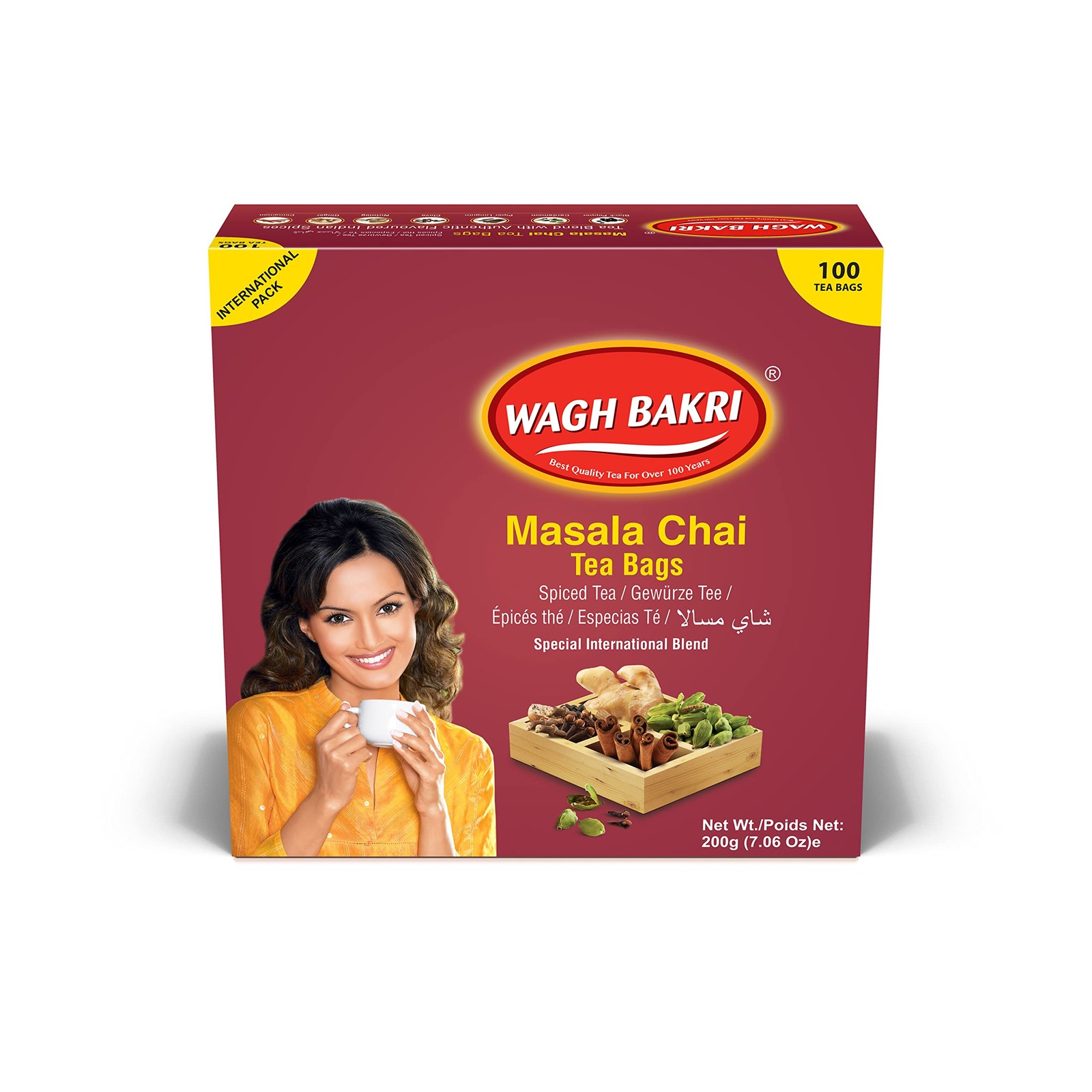 Masala Chai Tea Bags, 100 Tea bags of Special International Blend, 200 grams