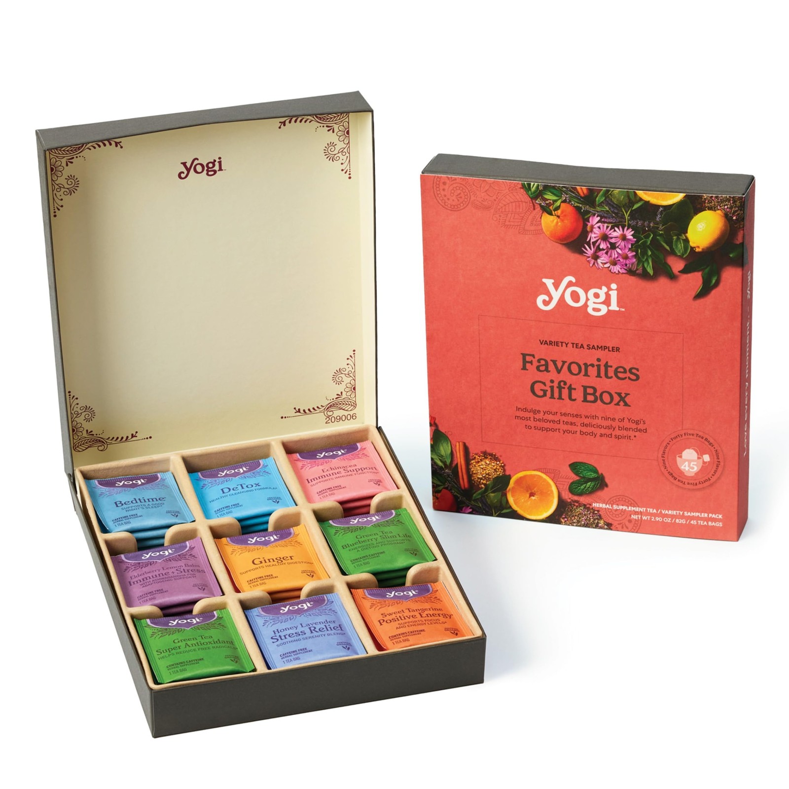 Yogi Organic Tea Sampler Gift Box (45 Bags) Assorted 45 Count (Pack of 1)