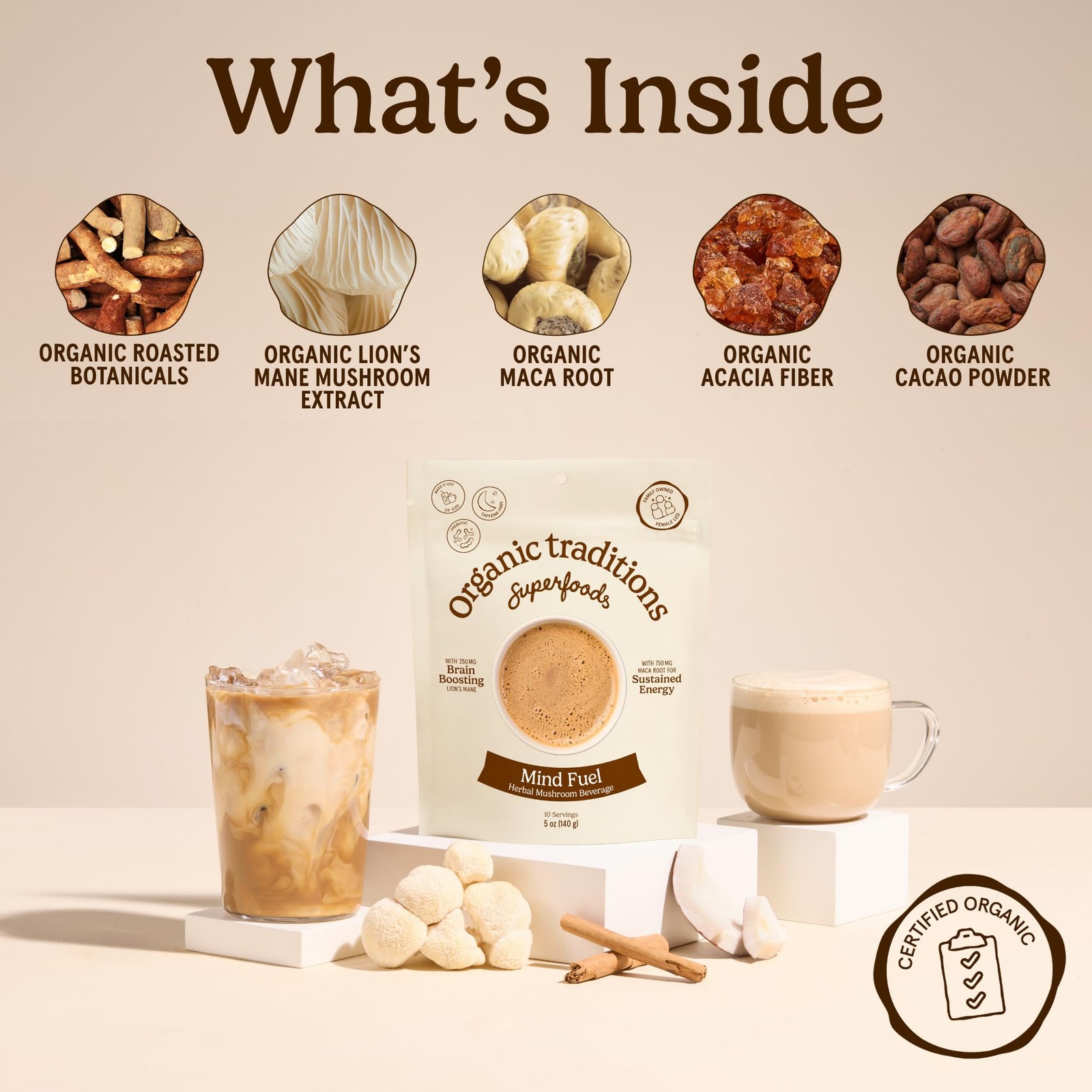 Mind Fuel Instant Mushroom Coffee Alternative, Caffeine Free Lion’s Mane and …