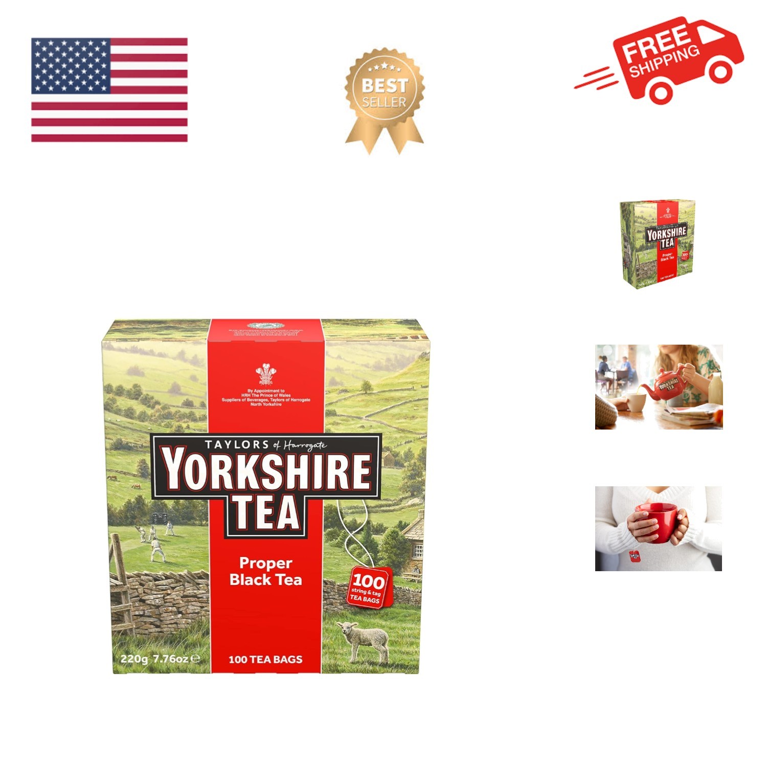 Yorkshire Red Classic British Breakfast Tea Bags – 100 Count — Rich & Satisfying
