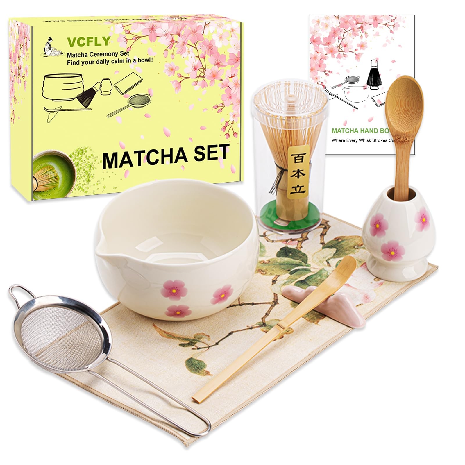 Matcha Whisk Set,8 Pcs Ceramic Matcha Set,Matcha Kit for Matcha Lovers,Tradit…