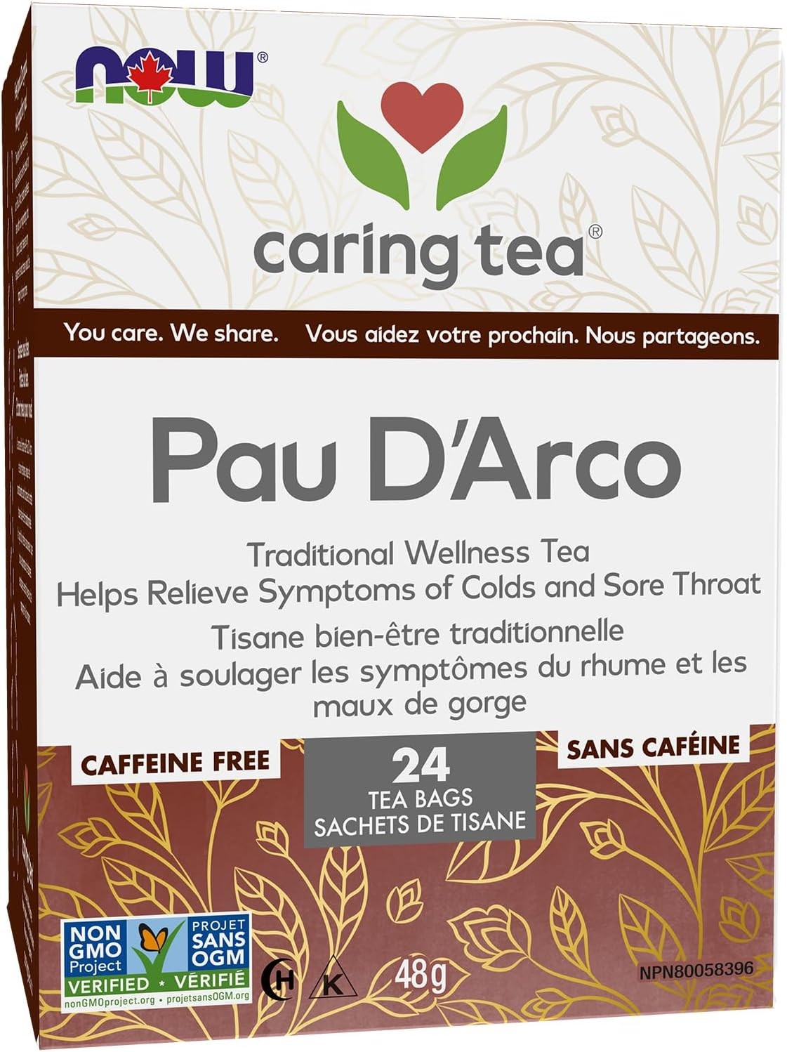 NOW Caring Tea, Pau D’arco Traditional Wellness Tea – 24 Tea Bags