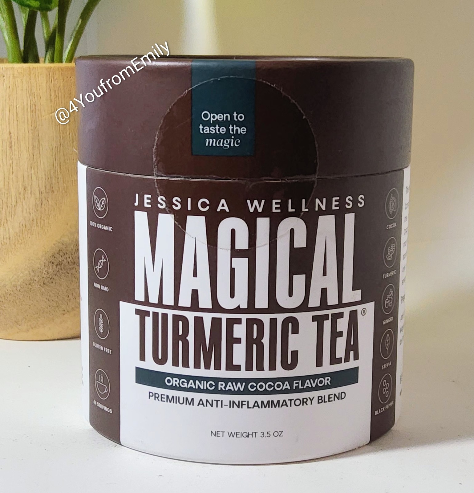 Jessica Wellness Magical Turmeric Tea Organic COCOA FLAVOR 3.5oz SEALED / NEW