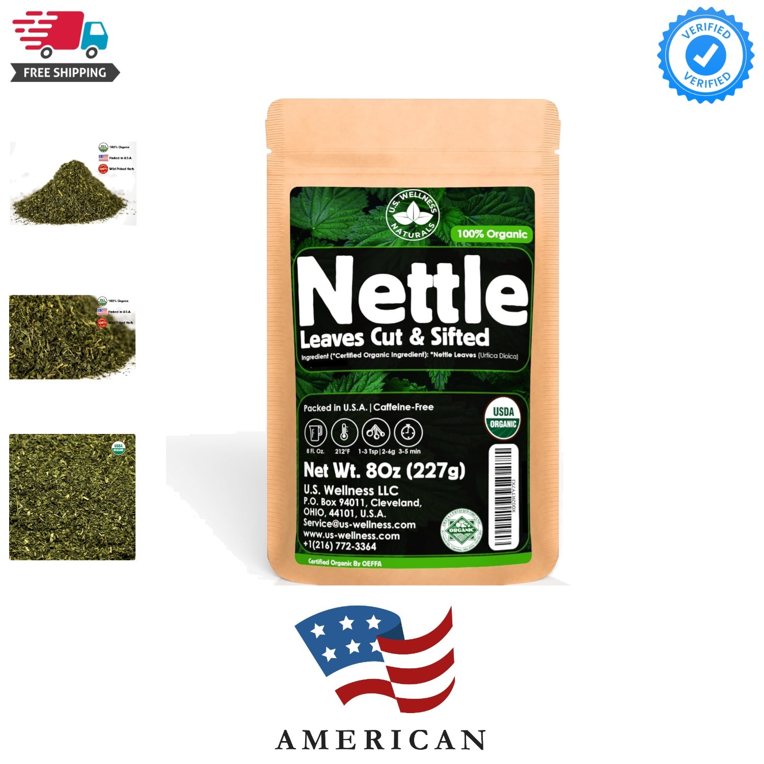 Nettle Tea – 8Oz REAL WILD HARVEST | 100% USDA Certified ORGANIC | Loose Leaf…