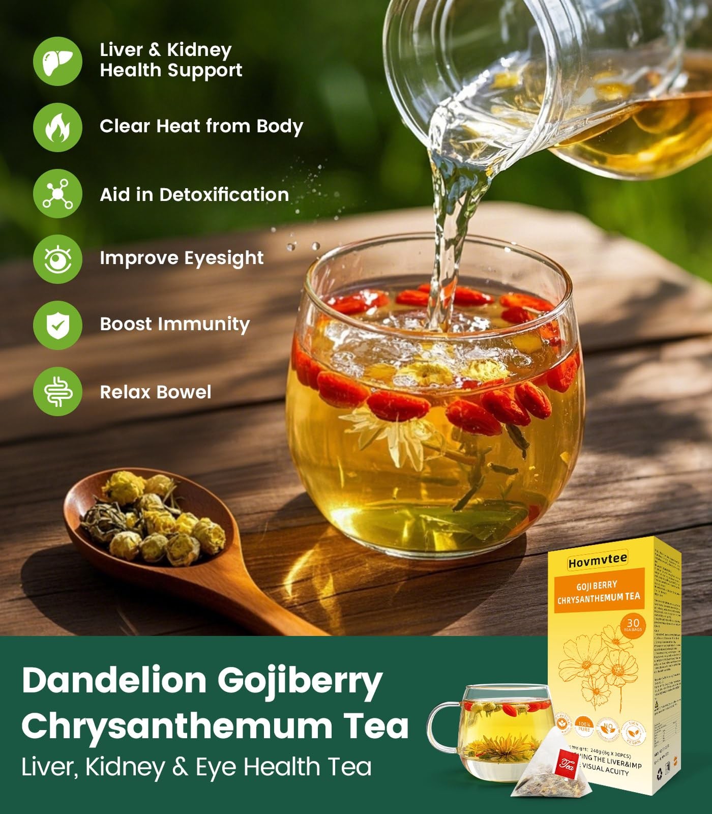 60Pcs Goji Berry Chrysanthemum Tea for Liver Health, Dandelion Wolfberry Tea,…