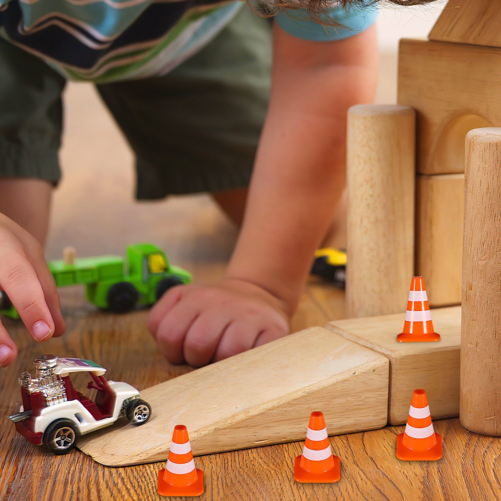 7 Pcs Road Cones Mini Construction Traffic for Kids Warning Signs