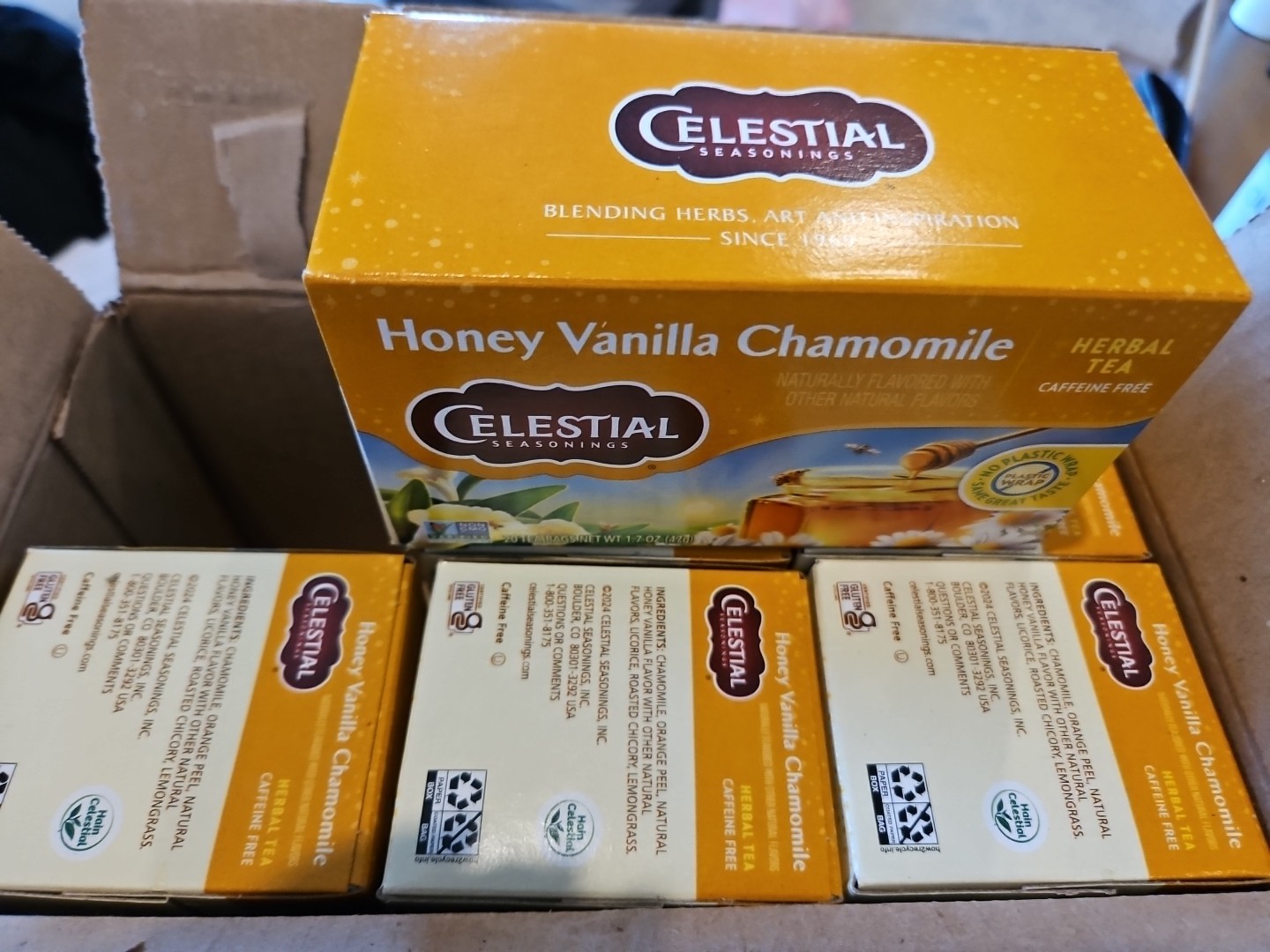 6 Pack Celestial Seasonings Herbal Tea Honey Vanilla Chamomile 20 Count ea 06/27