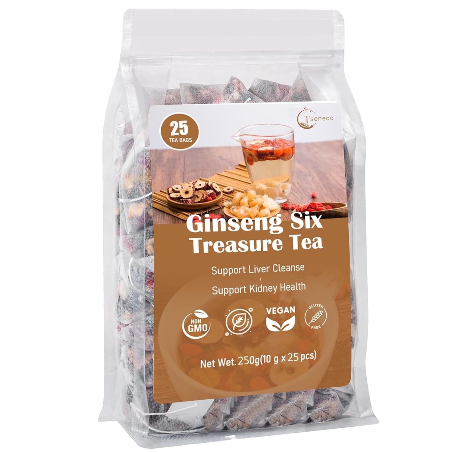 Kidney tea formula Ginseng Six Treasure Tea, Liver and 25 Bags/1 Pack
