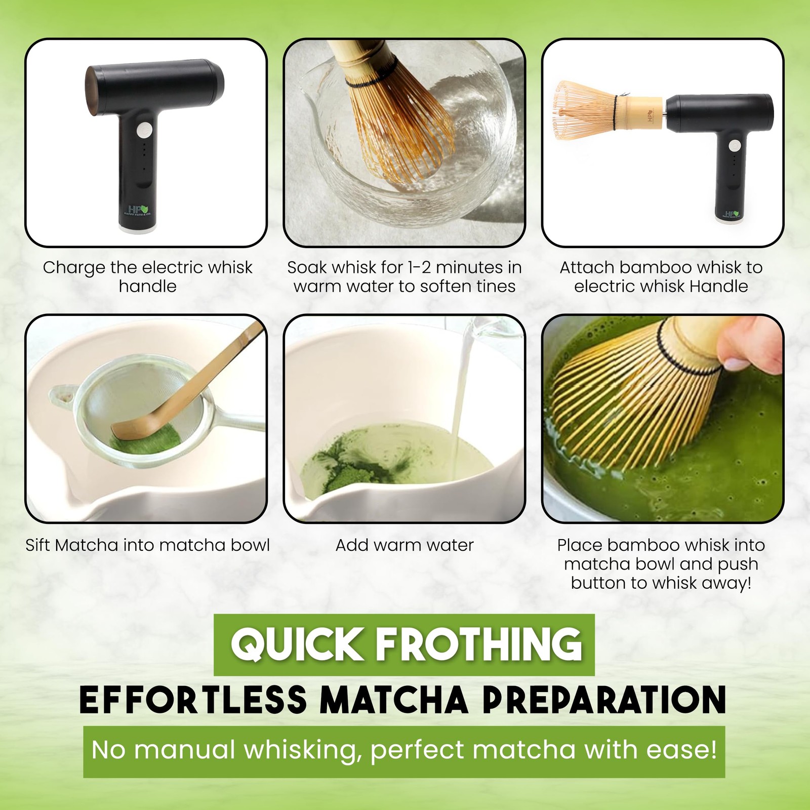 Matcha Electric Whisk Set – Rechargeable Handheld Frother with Whisk and Hold…