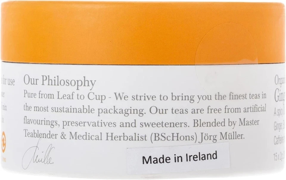 Solaris Tea Ginger Zest, 15 Organic Whole Leaf Biodegradable Pyramid Teabags