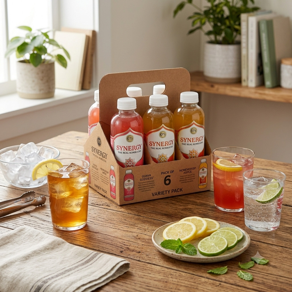 Synergy Kombucha Honeycrisp Apple & Guava Goddess 16oz 6 Pack Variety
