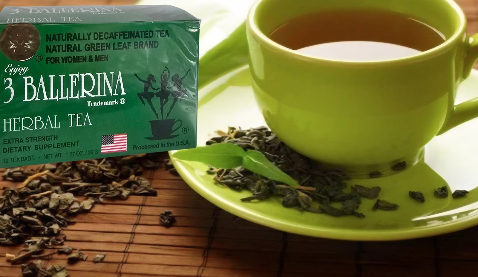 3 Ballerina Diet Tea Extra Strength Caffeine-Free Herbal Tea Bags for Digestion