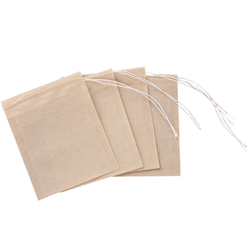 100 Pcs Drawstring Reusable Tea Filter Bags Food Grade Paper Empty Tea Pouch Bag