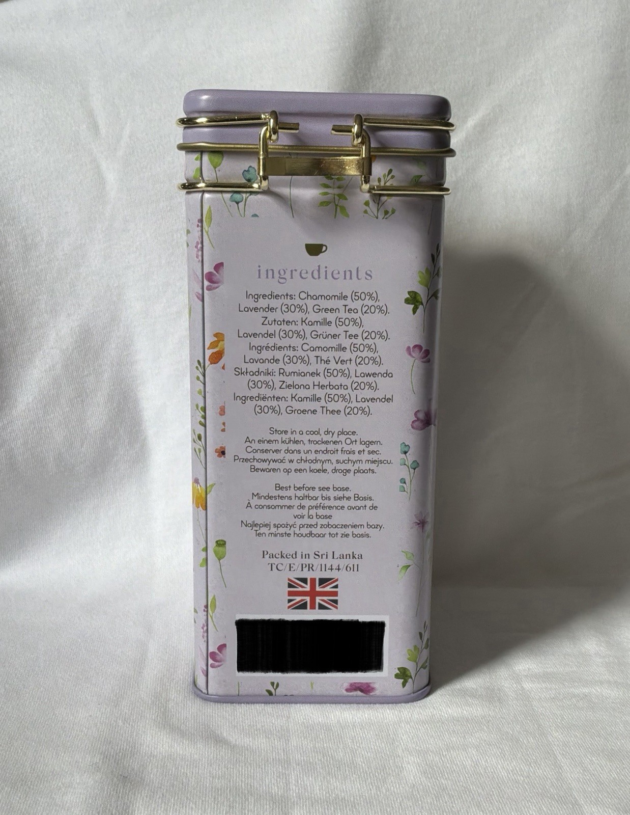 Charbrew Chamomile & Lavender Green Tea 60 Bags Tin British Pantry