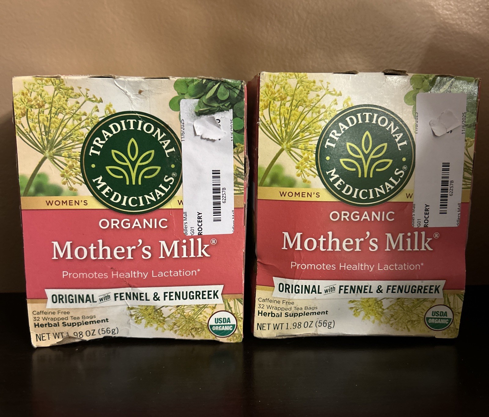 2 Organic Mother’s Milk® Original w/Fennel & Fenugreek Caffeine Free 64 Bag 2027