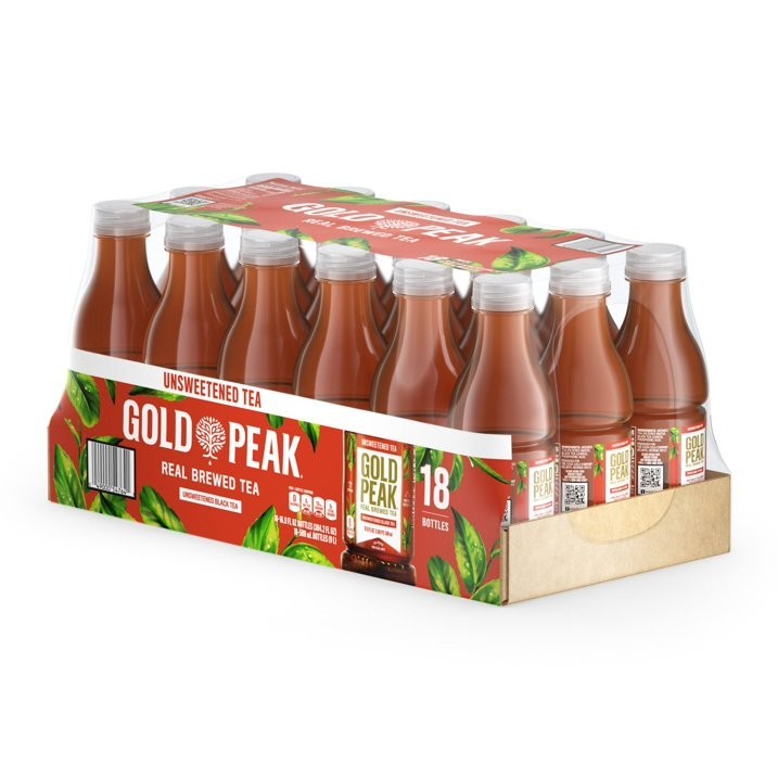 Gold Peak Unsweetened Tea 16.9 fl oz Bottles, 18 Pack – Ready to Drink.
