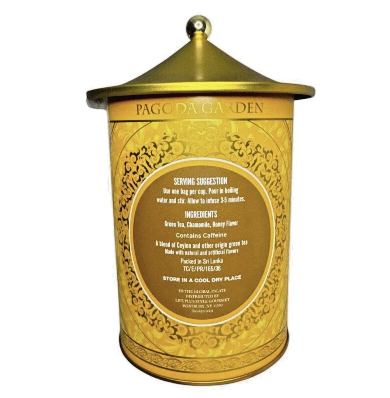 Pagoda Chamomile & Honey Herbal Green Tea Reusable Tin 60 Bags/ Exp 04/2028