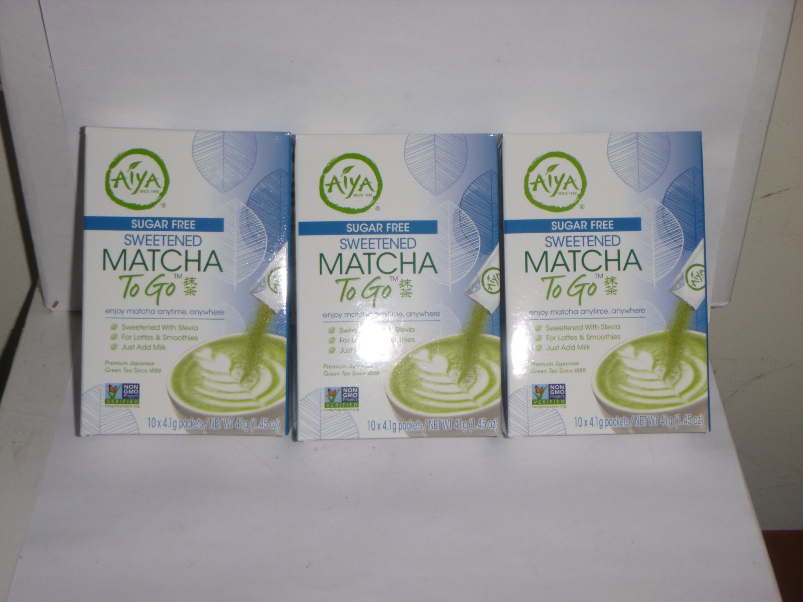 (3 pack) Aiya Sugar-Free Sweetened Matcha To Go Sticks – Stevia 10ct each
