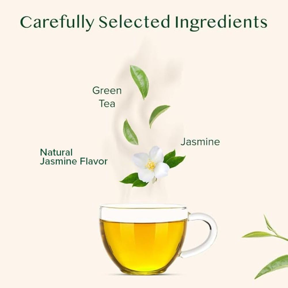 VAHDAM, Jasmine Green Tea Bags (100 Count) Med 100 Count (Pack of 1)