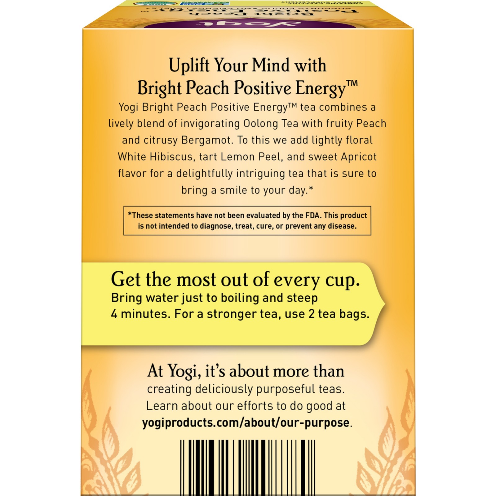 Yogi Tea Bright Peach Positive Energy Tea – 16 Tea Bags per Pack (6 Packs) – …