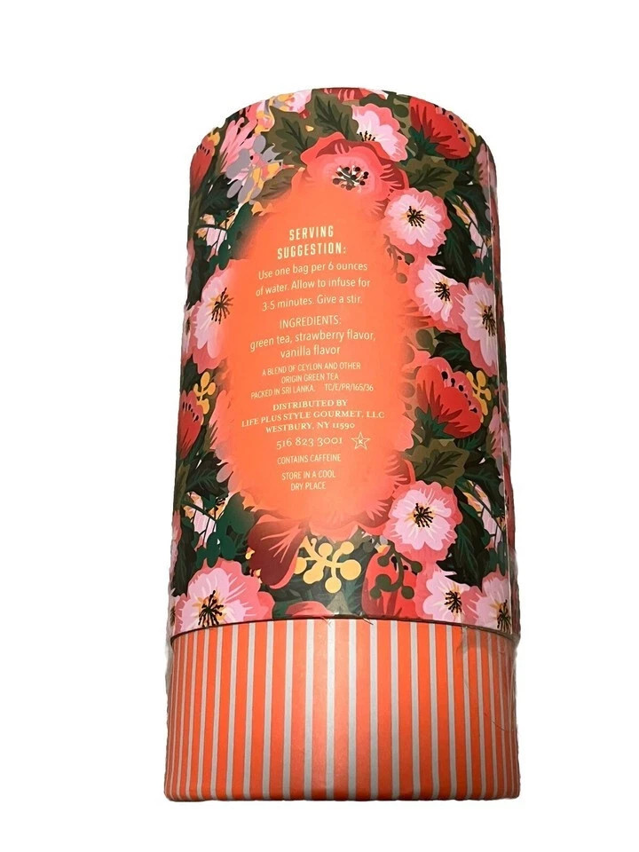 TEA TIME STRAWBERRY VANILLA GREEN TEA, 50 Bags BBD 3/2028 Caffeinated