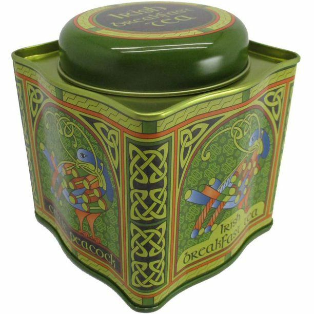 Irish Breakfast Tea Celtic Peacock Tin African Indian Gold Blend 50 Bags 125g