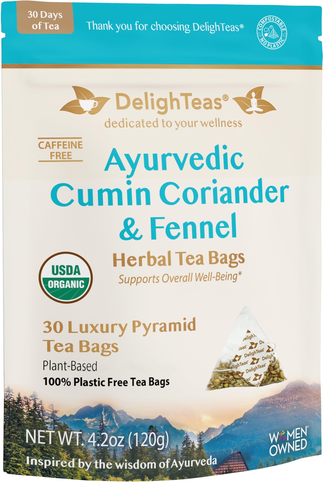 Organic Digest & Detox Ccf Tea | Ecofriendly Compostable Pyramid Tea Bags | Ayur