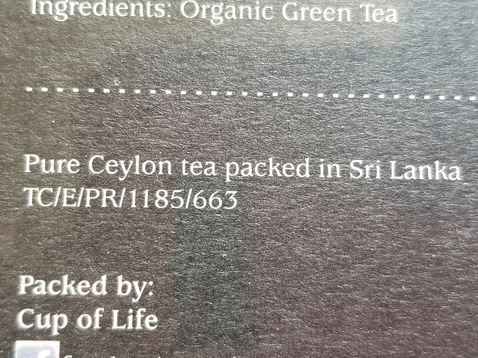 Cup of Life USDA Organic whole Leaf Green Tea, 12 Bags, EXP 3/2022,SEALED, New