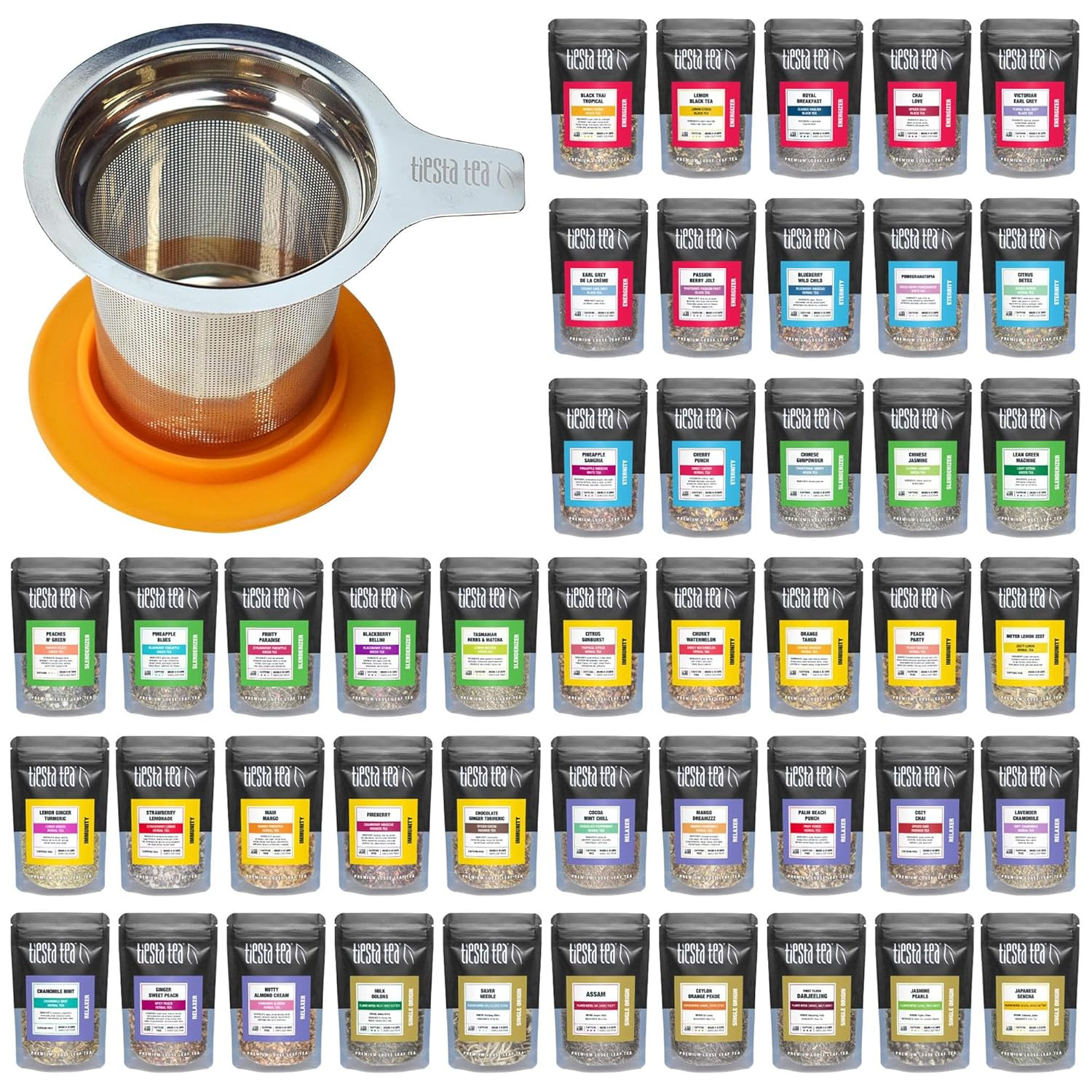 Sampler Set with 45 Pouches & Brewbasket Infuser Bundle