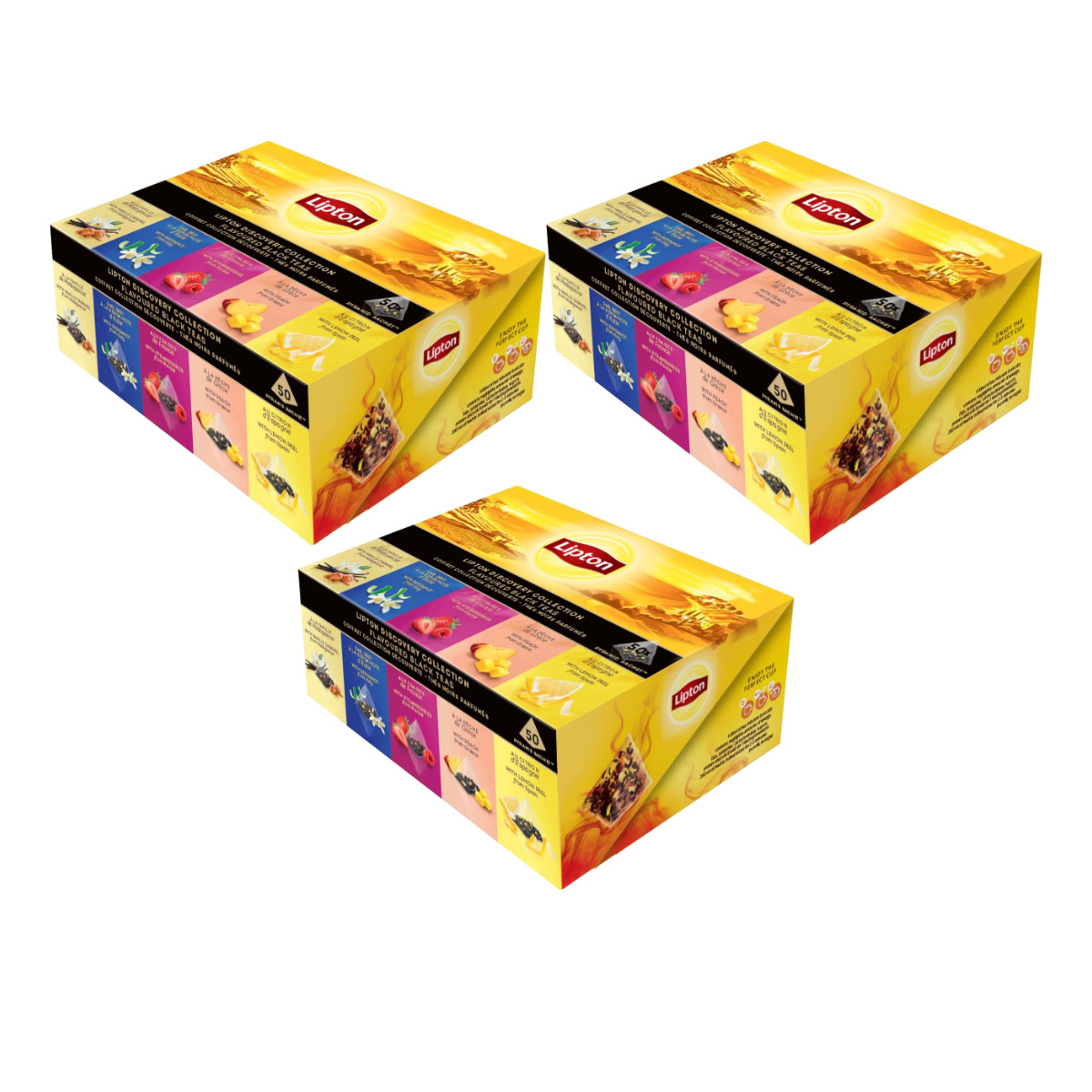 3x Black Tea Taste Collection 50 Pyramid Bags (5 Flavors) RA
