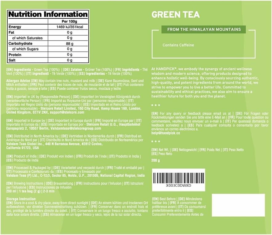 Organic Green Tea Bags – 100 Eco-Friendly, USDA Certified, Resealable Pack