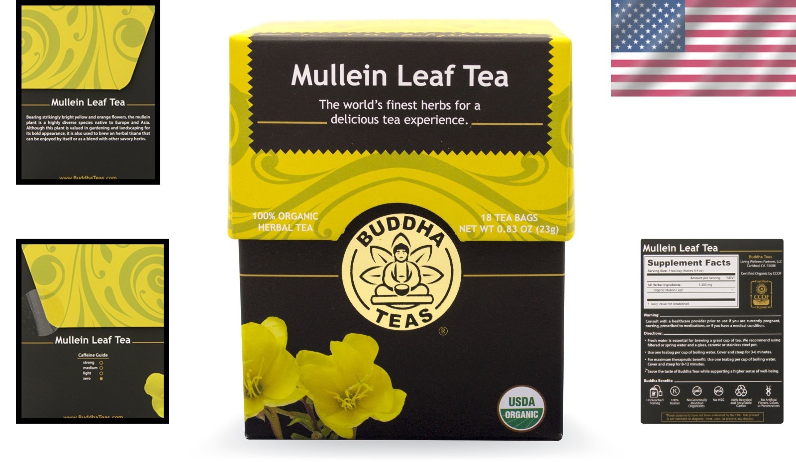 Organic Mullein Tea for Digestion, 108 Bags (6×18)