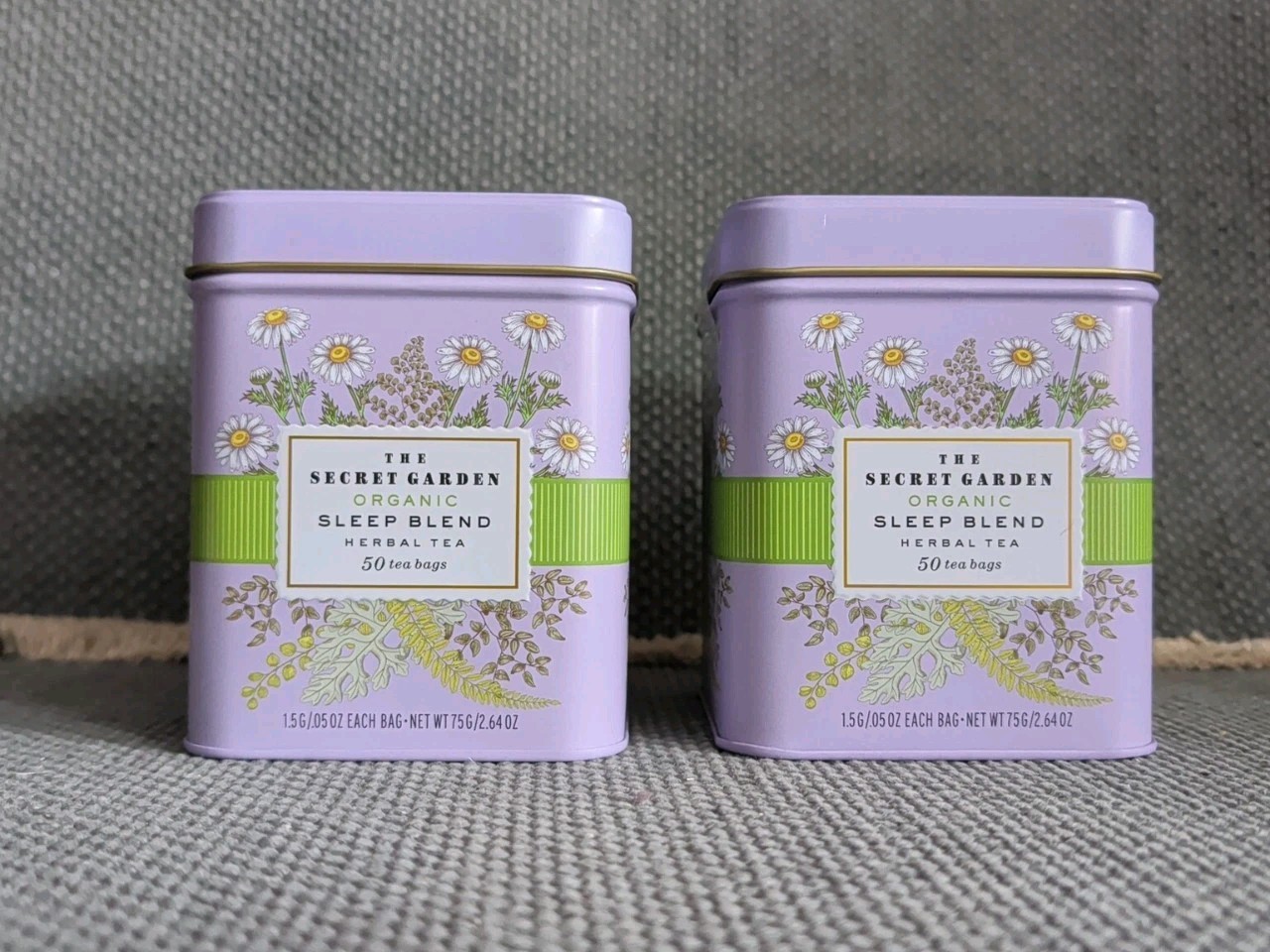 NEW Lot of 2 The Secret Garden Organic Sleep Blend Herbal Tea Tins 100 Bags