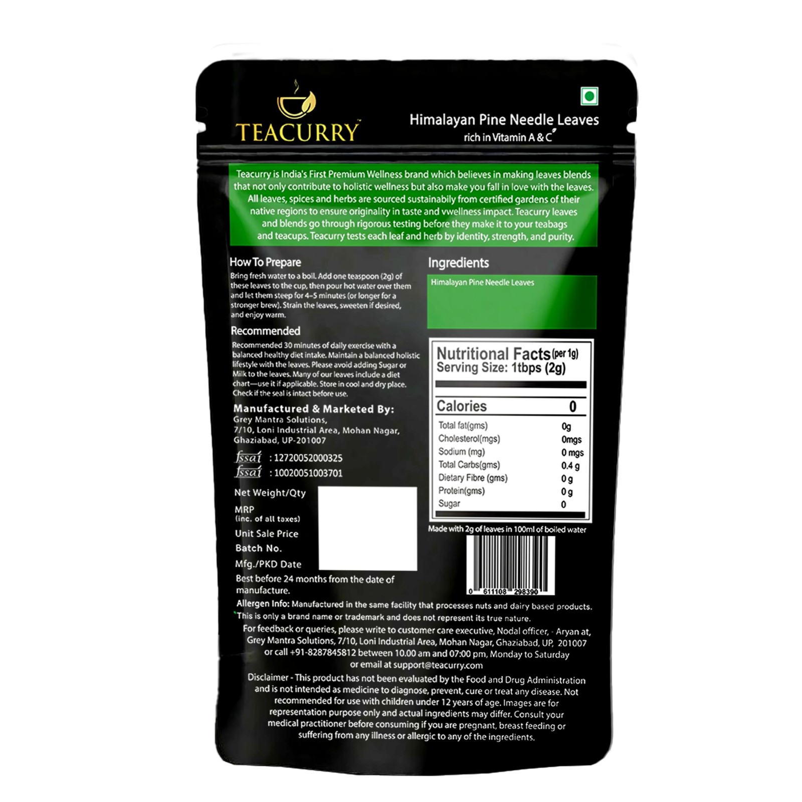 Teacurry Himalayan Pine Needle Tea 25g | Natural Herbal Tea for Hair & Skin