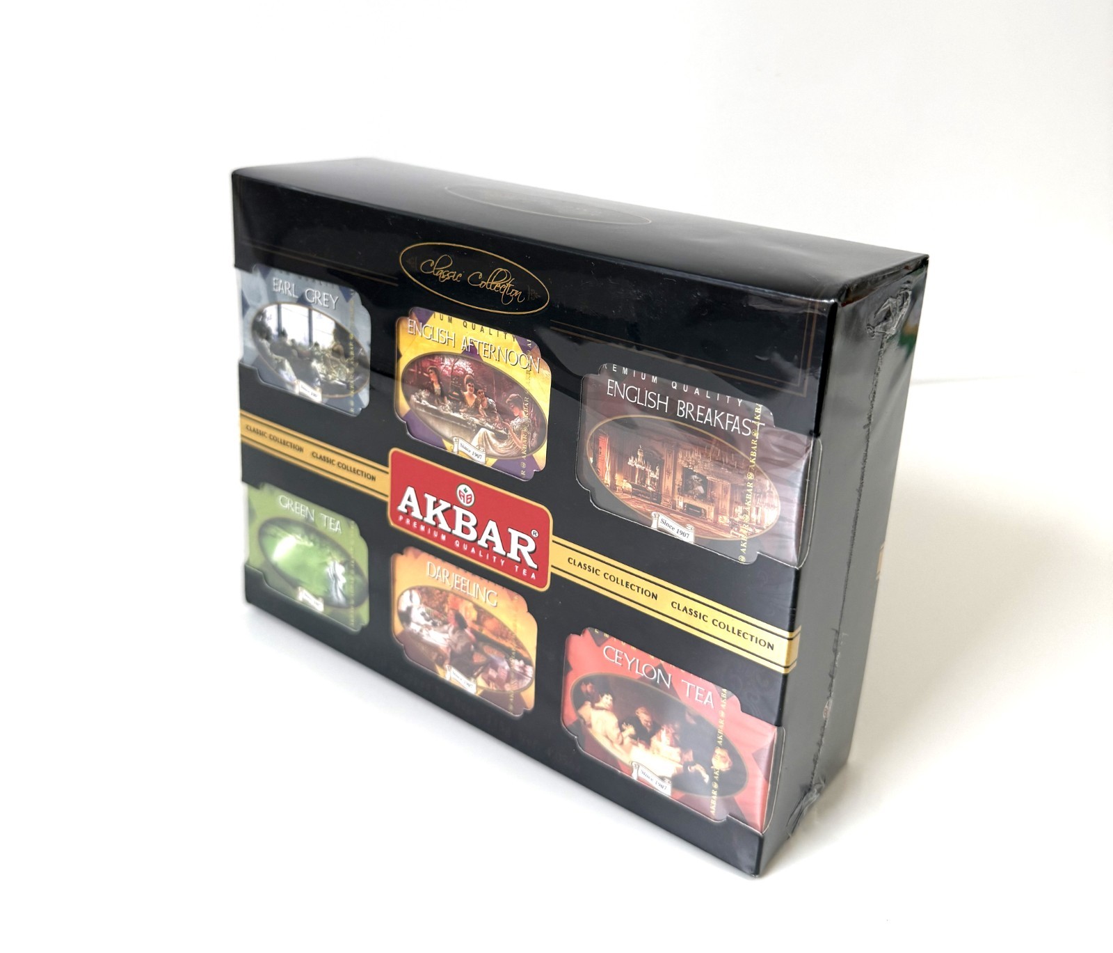 Akbar Classic Collection 60 Foil Tea Bags 115g – 5 Ceylon Tea Varieties Gift Box